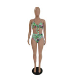 Fashion Sexy Print Cloak Bikini Swimsuit Three-piece Set GDYF-6991