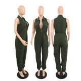 Solid Color Sleeveless Simple Casual Jumpsuit (Without Belt) GDYF-6951