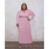 Plus Size Solid Color Cropped Top And Skirt Two Piece Set GDYF-6947