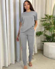 Casual Striped Side T Shirt And Pants 2 Piece Sets JPF-1061