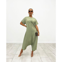 Casual Fashion Solid Color Loose Short Sleeve Jumpsuit GDYF-6945