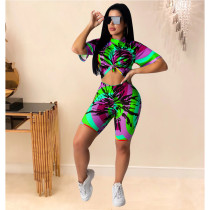 Casual Printed Short Sleeve 2 Piece Sets GCNF-0027