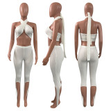 Sexy Wrap Chest Step Foot Pants Two Piece Sets NIK-278