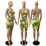 Sexy Cutout Fashion Colorful Print Mini Dress GDYF-6657