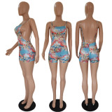 Butterfly Angel Print Sexy Sling Backless Rompers GDYF-6648