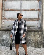 Plus Size Plaid Long Sleeve Thick Coat QCYF-7065