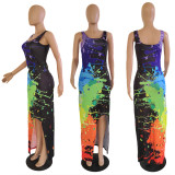 Plus Size Graffiti Print Sleeveless Dress GDYF-6614