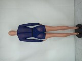 Mesh See Through Long Sleeve Bodysuit+Shorts 2 Piece Sets YD-8565