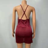 Sexy Solid Color Backless Mini Dress XMY-9351