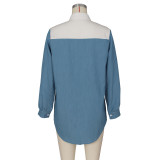 Denim Patchwork Long-Sleeved Shirt Dress ZSD-0447