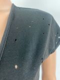 Plus Size Black Deep V Neck Short Sleeve Mini Dress LSL-6486