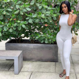 Solid Sleeveless O Neck Tight Jumpsuit MA-Y476