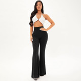 Solid Mid-Waist Flared Pants WSYF-5926