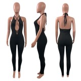 Sexy Halter Hollow Out Jumpsuit NIK-283