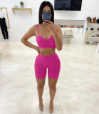 Solid Sexy Tight Two Piece Shorts Set FSL-F195