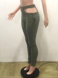 Solid Sexy Hollow Out Skinny Pencil Pants QY-5268