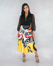 Trendy Printed Pleated Midi Skirt OY-6332