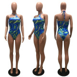 Sexy Printed Halter One-Piece Swimsuit MAE-2133