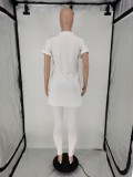 Solid V Neck Split T Shirt And Pants 2 Piece Sets APLF-89003