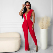 Sexy Deep V Neck Sleeveless Backless Jumpsuit ASL-6566