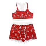 Sexy Printed Tank Top And Shorts Sports 2 Piece Sets SHD-9367