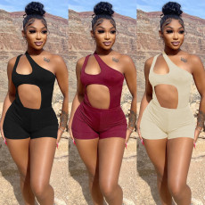 Fashion Sexy Solid Color Hollow Romper WMEF-20790