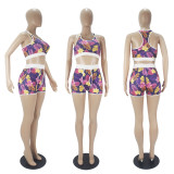 Sexy Printed Tank Top And Shorts Sports 2 Piece Sets SHD-9367