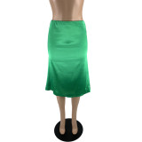 Sexy Silk Satin High Waist Midi Skirt MN-9329