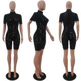 Sexy Hole Short Sleeve Tight Romper AL-281