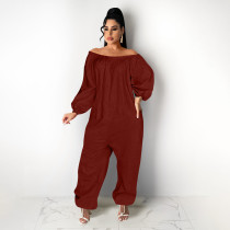 Plus Size Fashion Solid Color Long Sleeve Loose Jumpsuit GWPF-W6055