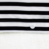 Plus Size Mid-Sleeve Loose Striped Shirt Long Dress HNIF-041