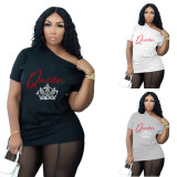 Fashion Casual QUEEN Letter T-Shirt Top WAF-000224