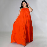 Plus Size Solid Sleeveless Big Swing Maxi Dress NNWF-7463