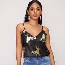 Plus Size Sexy Printed V Neck Sling Vest Top SH-390275