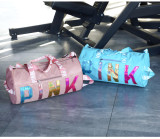 PINK Letter Laser Sequin Fitness Gym Travel Bags GBRF-92Laser