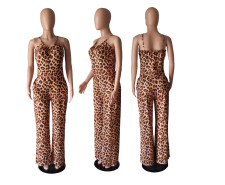 Leopard Print Sleeveless Sling Jumpsuit BYMF-60885