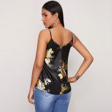 Plus Size Sexy Printed V Neck Sling Vest Top SH-390275