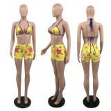Printed Bra Shorts Beach Swimsuit Two Piece Set QSF-51060