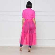 Fashion Solid Color Tulle Splice Dress YNB-7248