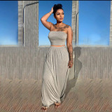 Solid Tube Top Maxi Skirt Two Piece Sets ME-S842