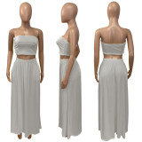 Solid Tube Top Maxi Skirt Two Piece Sets ME-S842