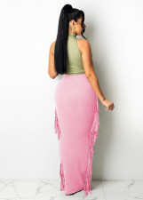 Fashion Solid Color Tassel Maxi Skirt MTY-6538P 