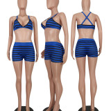 Sexy Striped Bra Top And Shorts 2 Piece Sets QZYD-1118
