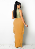 Fashion Solid Color Tassel Maxi Skirt MTY-6538P 