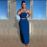 Solid Tube Top Maxi Skirt Two Piece Sets ME-S842