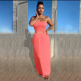 Solid Tube Top Maxi Skirt Two Piece Sets ME-S842