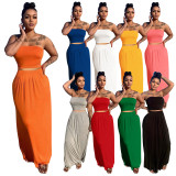 Solid Tube Top Maxi Skirt Two Piece Sets ME-S842