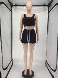 Solid Color Sports Casual Tank Top Shorts Two Piece Sets SMF-81131
