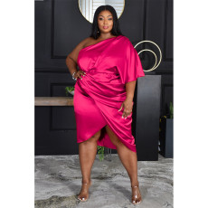 Plus Size Sexy One Shoulder Midi Dress ASL-7078