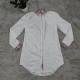 Plaid Patchwork Long Sleeve Shirt Dress CY-7105